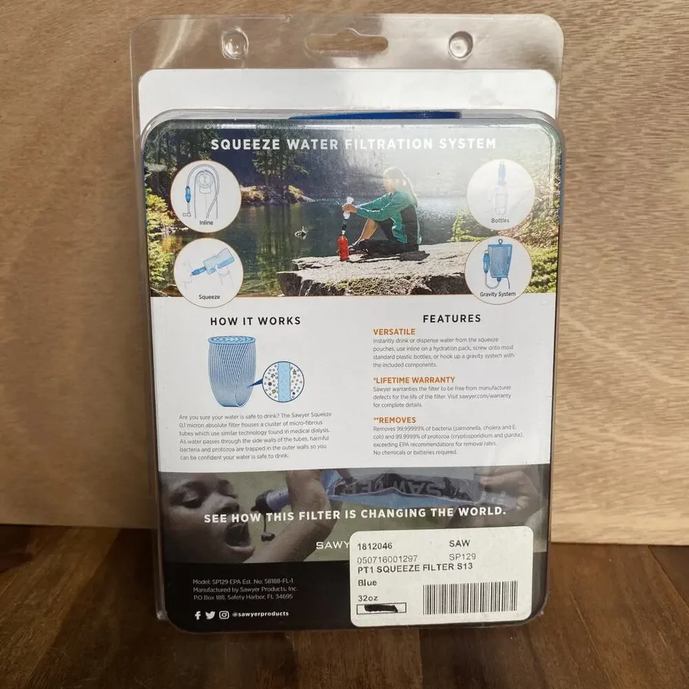 New Sawyer Squeeze Water Filtration System Filter Kit SP129 32oz Pouches - Picture 2 of 3